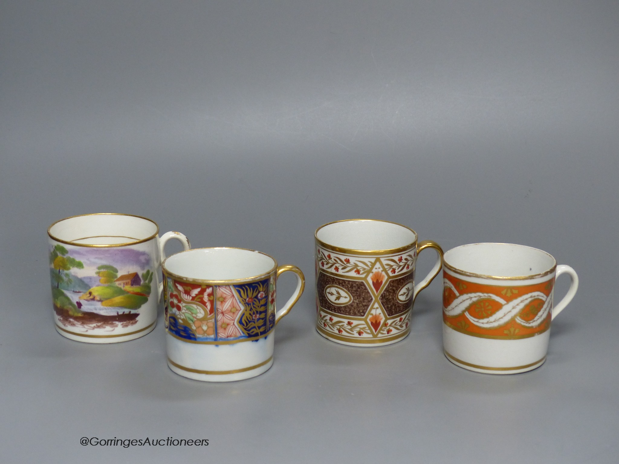 Four Regency Coalport coffee cans